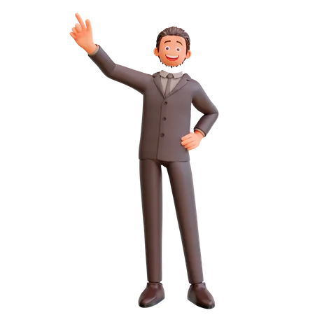 Businessman pointing up  3D Illustration