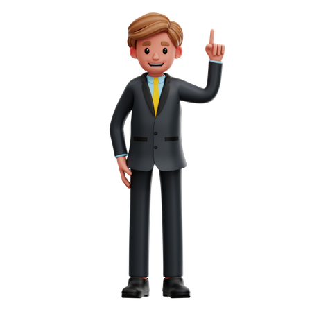 Businessman Pointing Up  3D Illustration