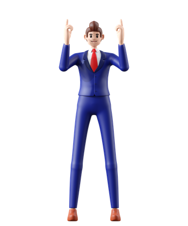 Businessman pointing up  3D Illustration