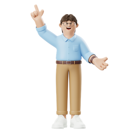 Businessman Pointing Up  3D Illustration