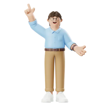 Businessman Pointing Up  3D Illustration