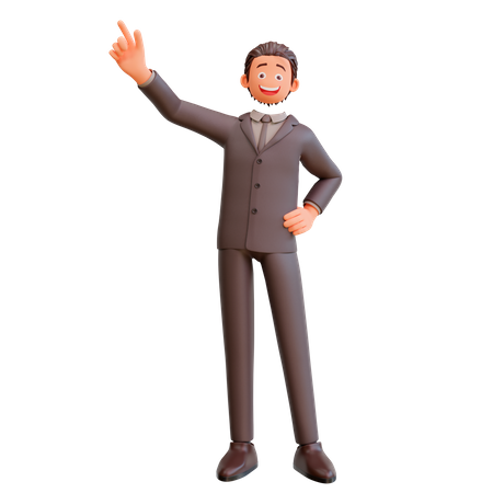 Businessman pointing up 3D Illustration
