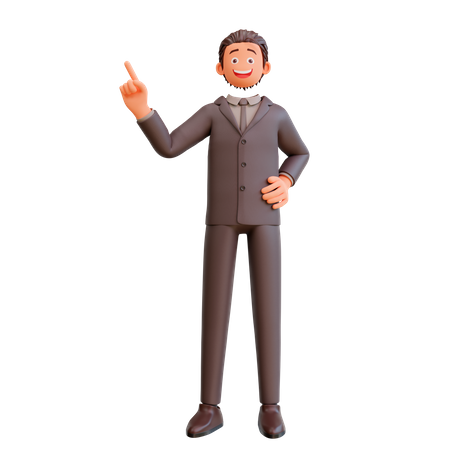 Businessman pointing up 3D Illustration