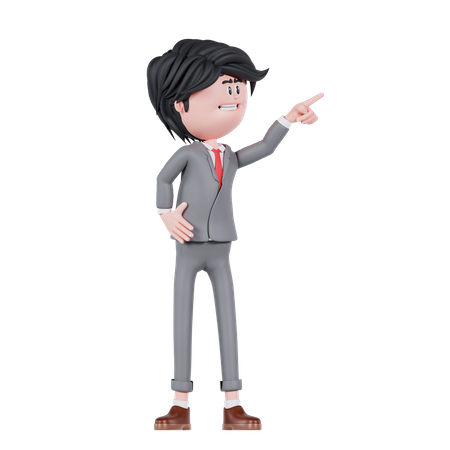 Businessman Pointing Up Left Side  3D Illustration