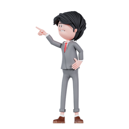 Businessman Pointing Up Side  3D Icon