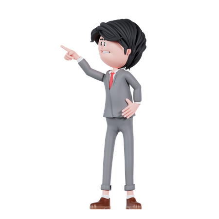 Businessman Pointing Up Side  3D Illustration