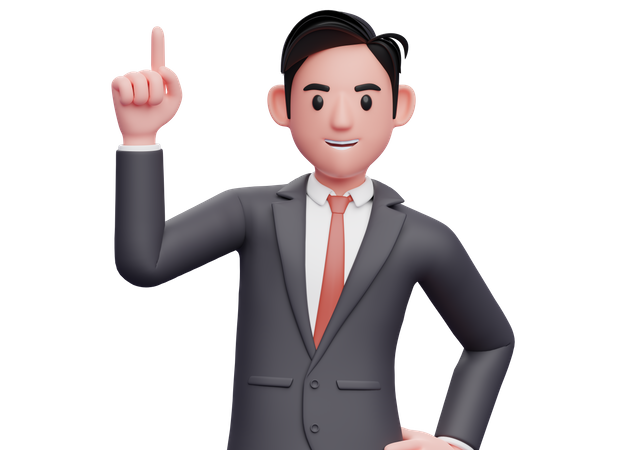 Businessman pointing up with index finger  3D Illustration