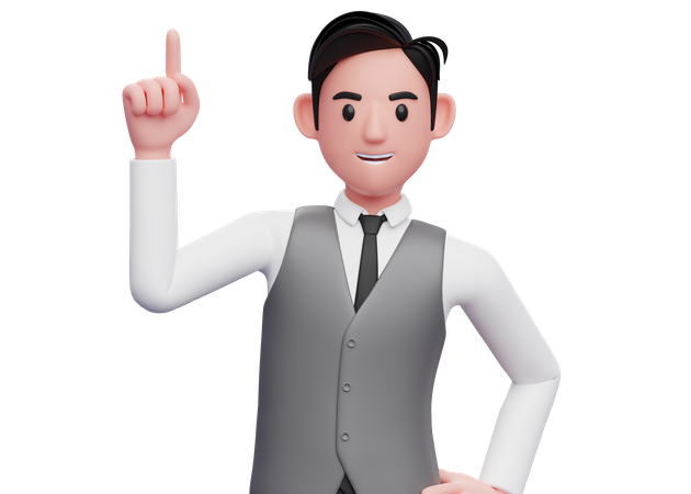 Businessman pointing up with index finger  3D Illustration