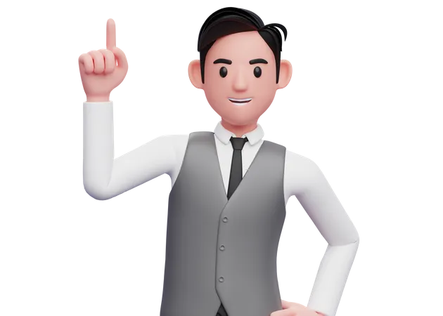 Businessman pointing up with index finger  3D Illustration