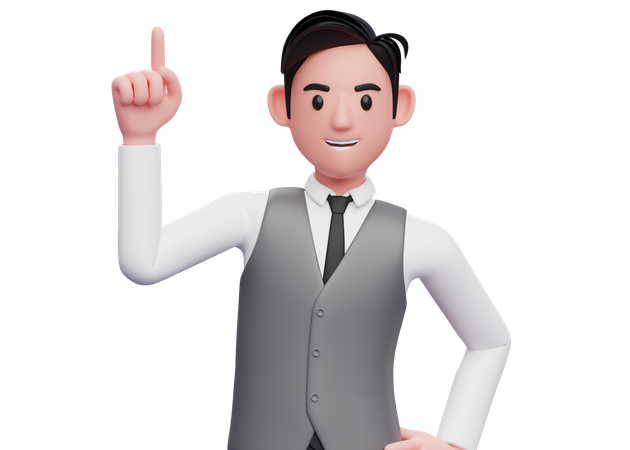 Businessman pointing up with index finger 3D Illustration