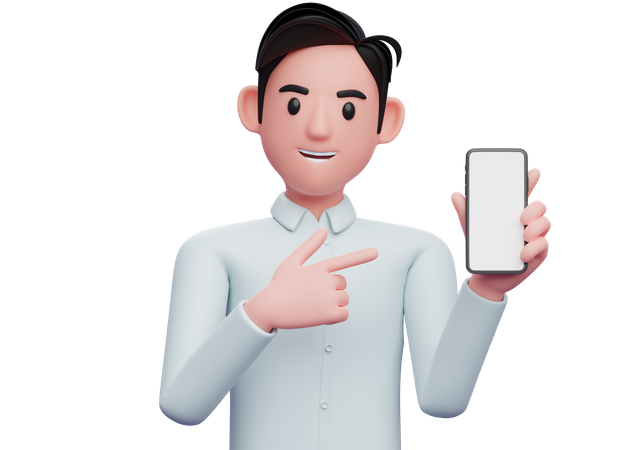Businessman pointing with a finger gun at the phone  3D Icon