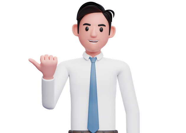 Businessman pointing with thumb  3D Illustration