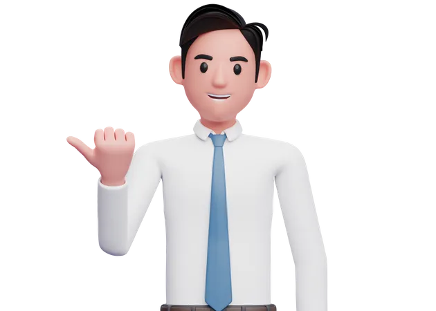 Businessman pointing with thumb  3D Illustration