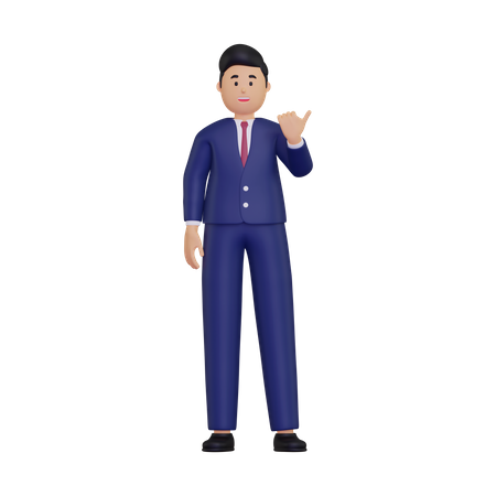 Businessman pointing with thumb to the side  3D Icon