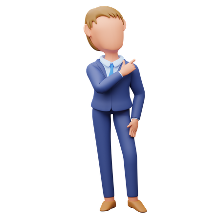 Businessman Points Sideways  3D Illustration