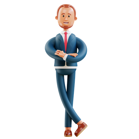 Businessman pose in folded arms  3D Icon