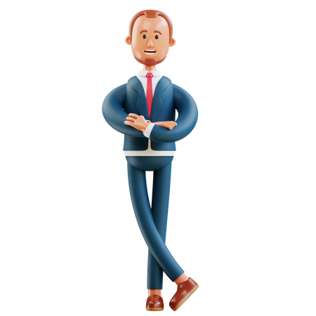 Businessman pose in folded arms  3D Illustration