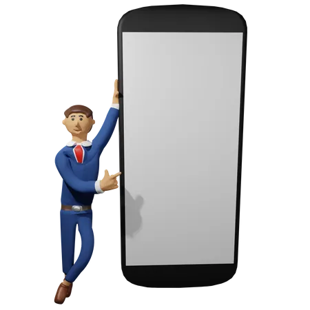 Businessman present a device 3D Illustration