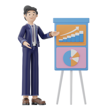 Businessman Presentation Analysis Growth  3D Illustration