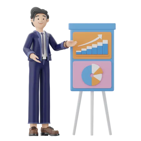 Businessman Presentation Analysis Growth  3D Illustration