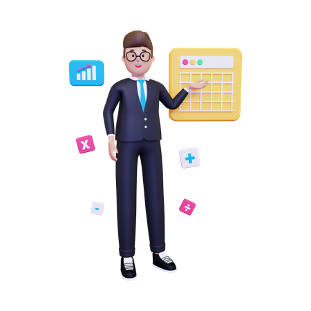 Businessman presenting  3D Illustration