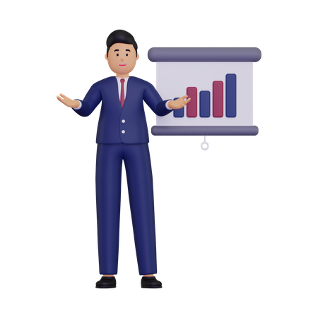 Businessman presenting 3D Illustration