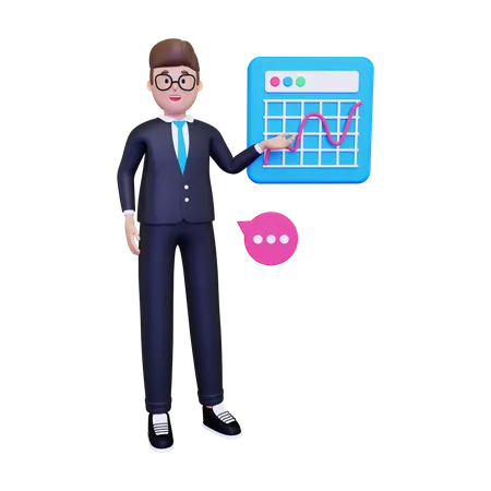 Businessman presenting analysis  3D Illustration