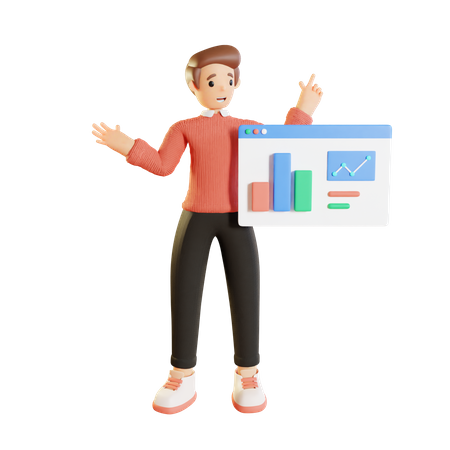 Businessman Presenting Analytics  3D Illustration