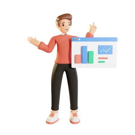 Businessman Presenting Analytics  3D Illustration