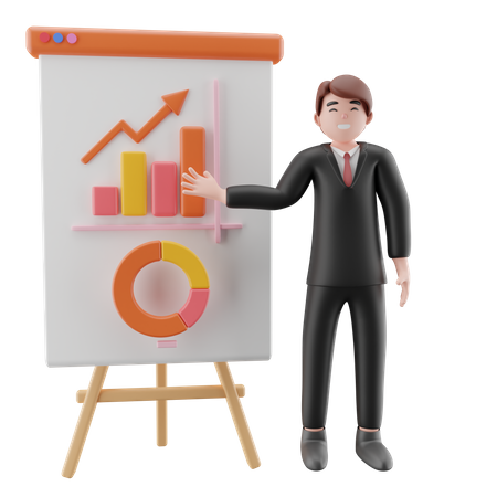 Businessman presenting data analytics  3D Illustration