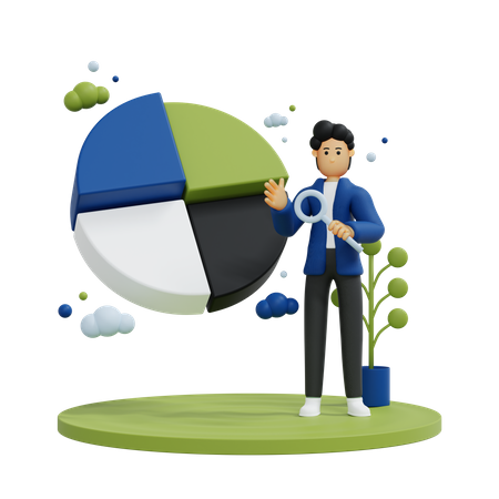 Businessman presenting data using graph  3D Icon