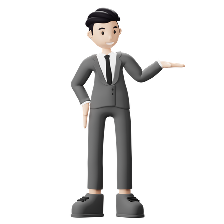 Businessman presenting gesture  3D Illustration