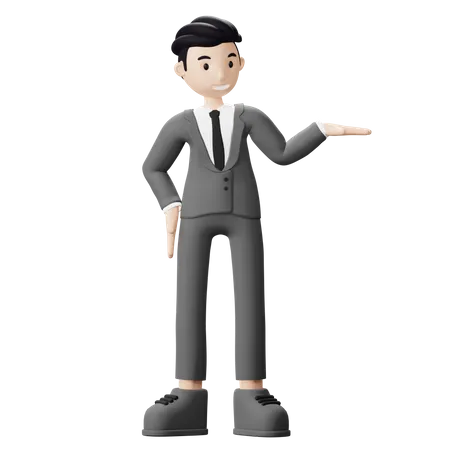 Businessman presenting gesture  3D Illustration