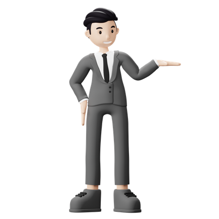 Businessman presenting gesture 3D Illustration