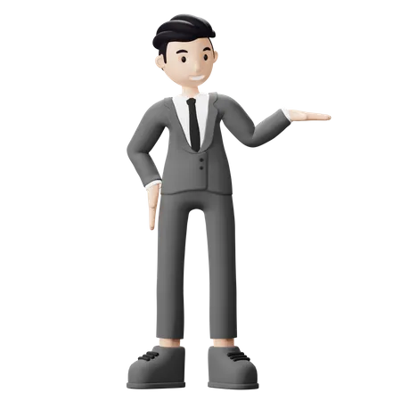 Businessman presenting gesture 3D Illustration