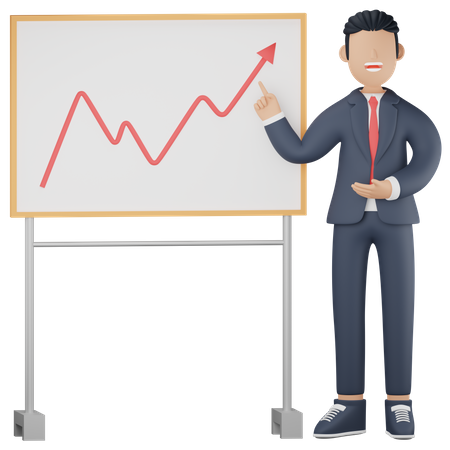 Businessman presenting growth chart 3D Illustration