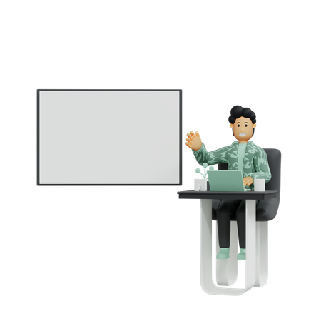 Businessman presenting on advertising board  3D Illustration