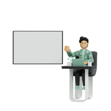 Businessman presenting on advertising board  3D Illustration