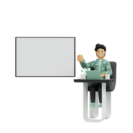 Businessman presenting on advertising board 3D Illustration