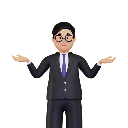Businessman presenting something  3D Icon