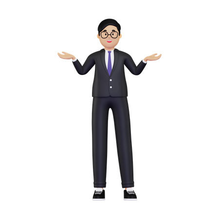 Businessman presenting something  3D Icon