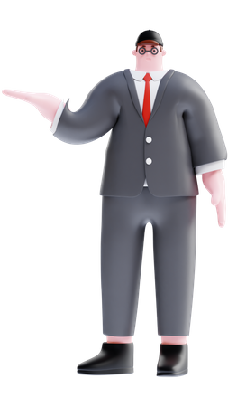 Businessman presenting something  3D Icon