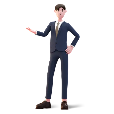 Businessman presenting something  3D Illustration