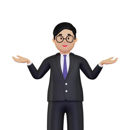 Businessman presenting something  3D Illustration