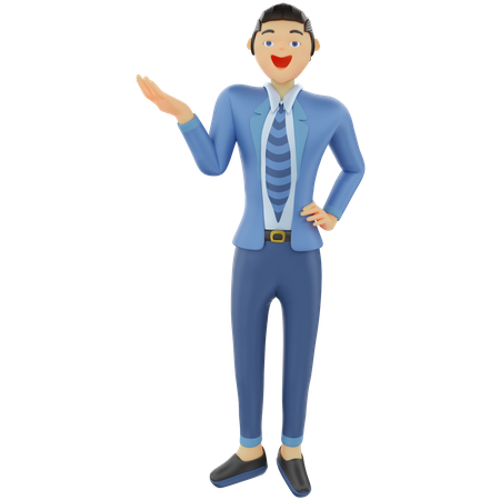 Businessman presenting something  3D Illustration