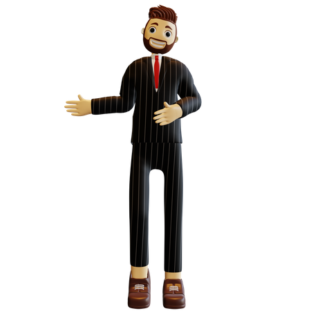 Businessman presenting something  3D Illustration