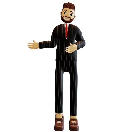 Businessman presenting something  3D Illustration