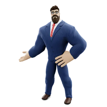 Businessman Presenting Something  3D Illustration