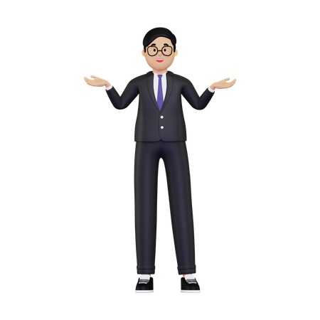 Businessman presenting something  3D Illustration