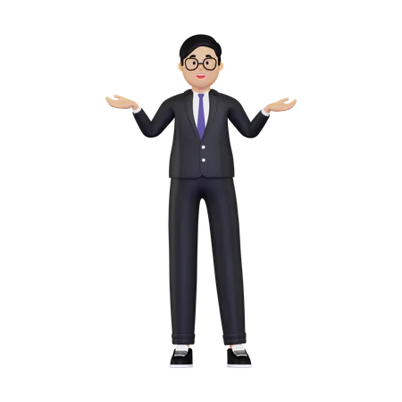 Businessman presenting something  3D Illustration